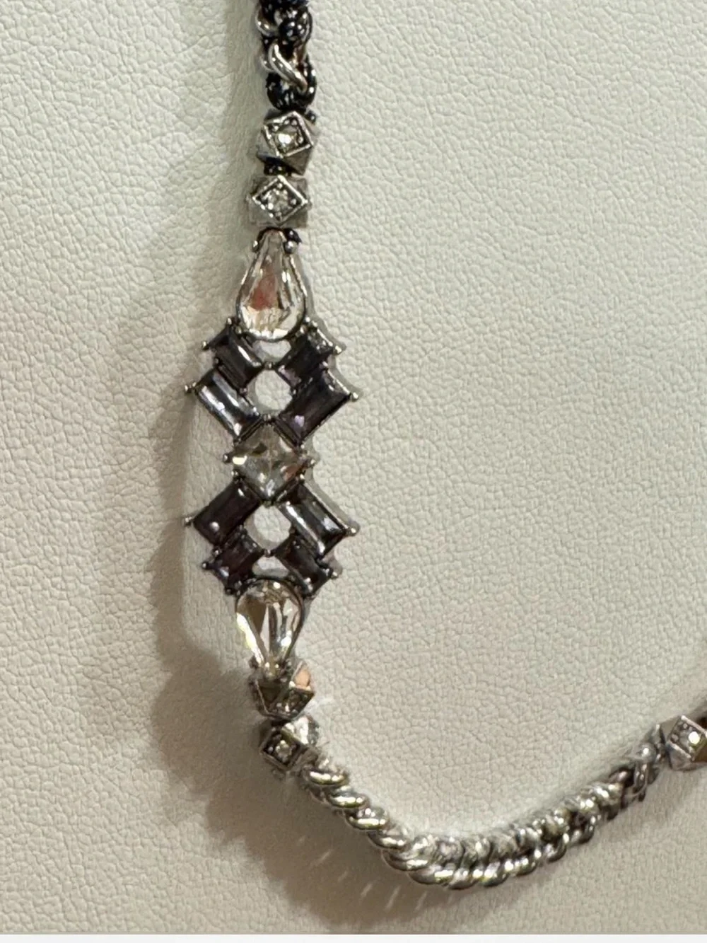 Chloe + Isabel Gunmetal and Clear Crystal Mixed-Chain Necklace